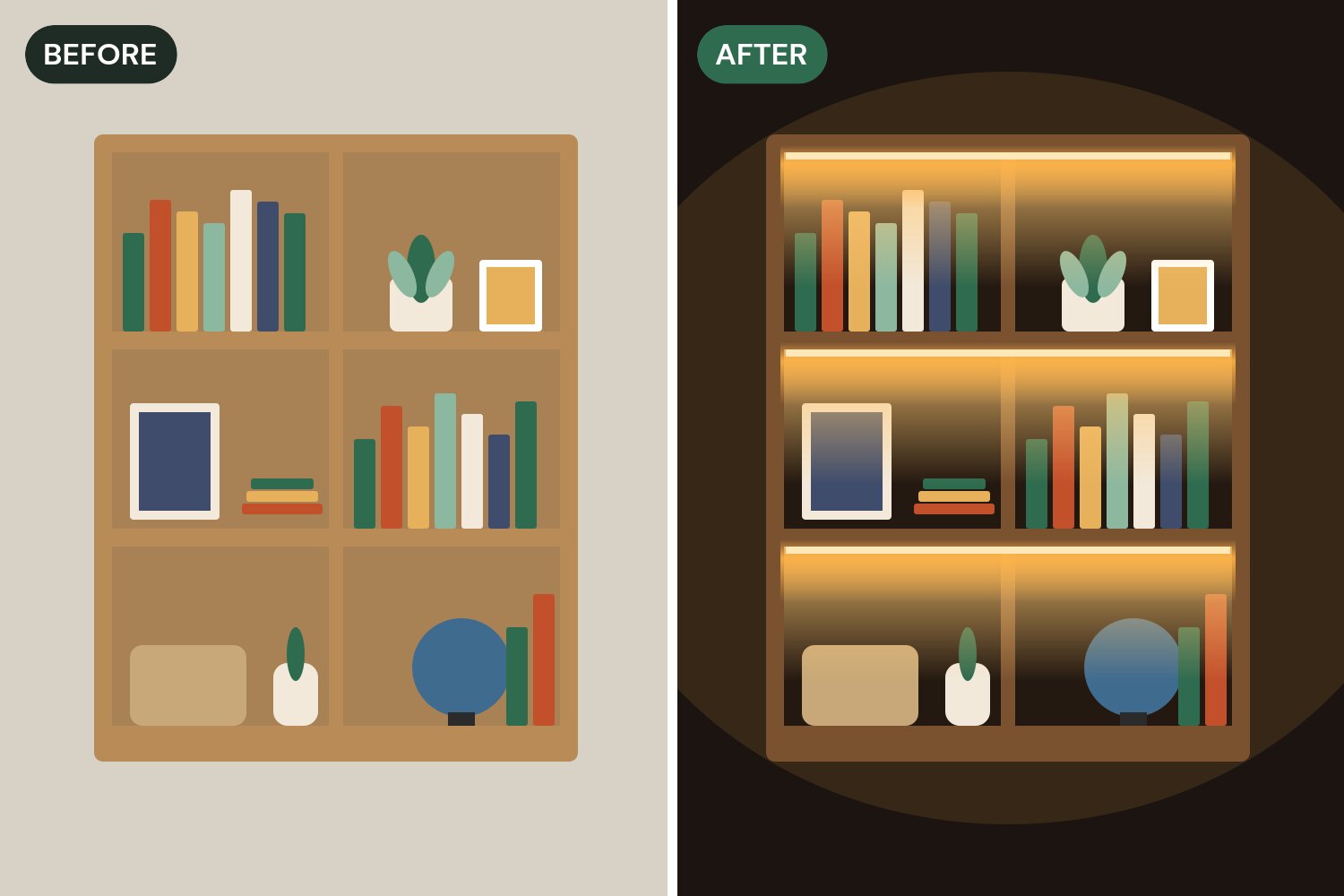 How to Add Warm LED Lighting to Bookshelves (No Rewiring)