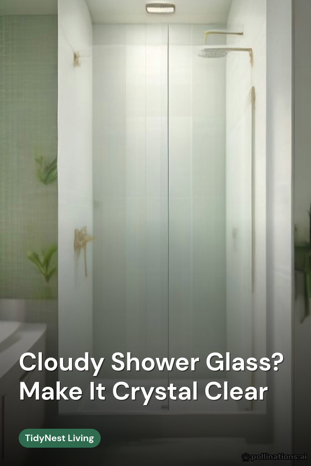 AI-generated photo of a bright bathroom with a crystal clear glass shower door