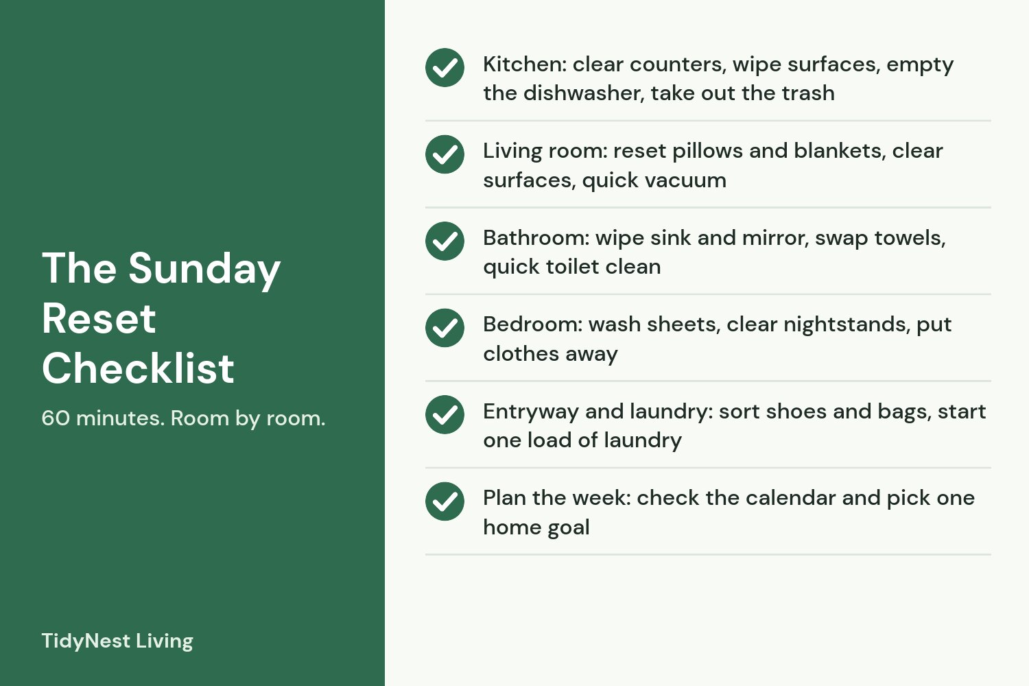 The Sunday Reset Checklist: A 60-Minute Room-by-Room Routine